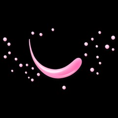 a black background with a pink smiley face consisting of a line for the mouth and dots for the eyes and nose.