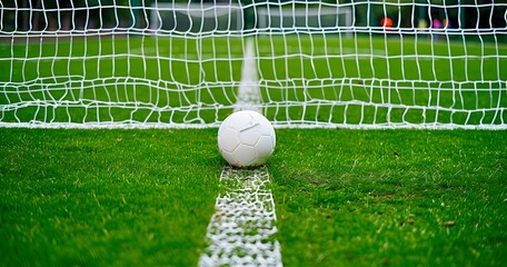 Soccer Ball Flying into Goal During Football Match