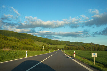View of the highway in southern Slovakia.Early spring.