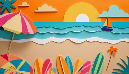 summer beach background collage