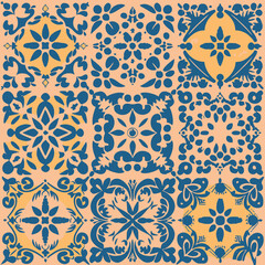 Obraz premium 2d vector illustration colorful vintage Seamless hi res Portuguese tiles abstract Artwork 
