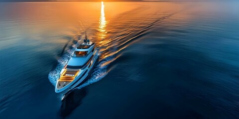 Luxurious Yacht on the Adriatic Sea: A Spectacular Aerial View on a Sunny Day. Concept Aerial Photography, Yachting, Adriatic Sea, Luxury Travel