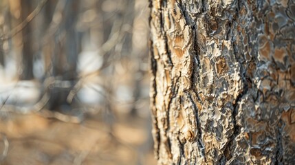 Obraz premium Tree Close Up. Detailed Bark Texture of Forest Trunk in Grey Background