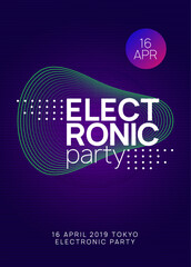 Edm Poster. Pink Music Magazine. Green Dj Design. Nightclub Beat Illustration. Party Trance Element. Sound Flyer. Festival Cover. Violet Edm Poster