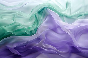 Obraz premium Soft and ethereal gradient of pastel green, lavender purple silk fabric