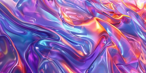 Obraz premium Abstract 3d render, iridescent background design, colorful illustration