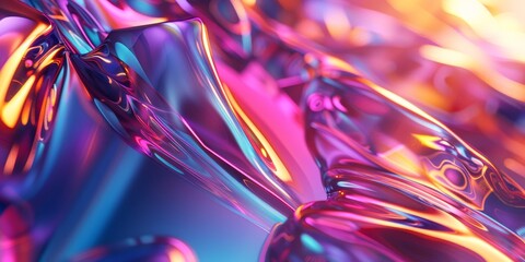 Abstract 3d render, iridescent background design, colorful illustration .