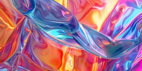 Abstract 3d render, iridescent background design, colorful illustration