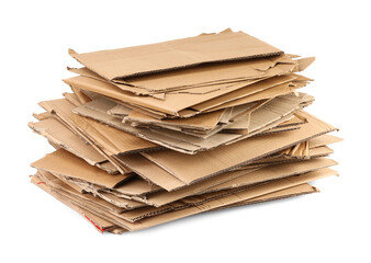 Stack of cardboard pieces isolated on white