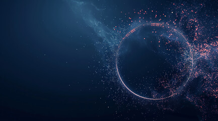 Obraz premium Glowing Particle Circle on Deep Blue Gradient