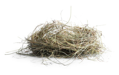 Dried hay isolated on white. Livestock feed