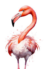 Fototapeta premium A beautiful drawing and illustration of a beautiful and cute fluffy flamingo