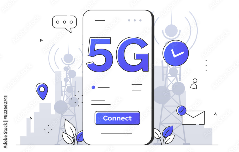 Poster 5g network simple style concept. wireless connection and communication. graphic element for website.
