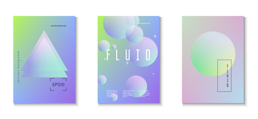 Minimal Design. Gradient Poster. Creative Poster. 3d Shape. Fluorescent Digital Placard. Aesthetic Neon Template. Violet Abstract Set. Blue Minimal Design