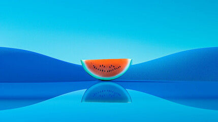 A piece of watermelon, summer food, minimal concept, copy space