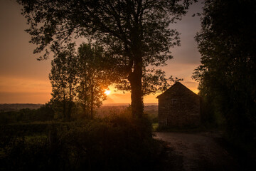 Old barn in late sunset