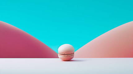 A pink macaron, minimal food concept