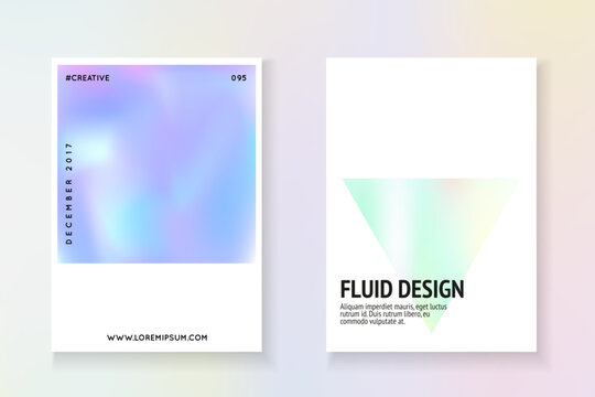 Holograph Background. Color Poster. Isolated Retro Template. Plastic Screen. Violet Gradient Cover. Iridescent Shape. Fashion Banner. Blue Holograph Background