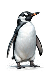 Fototapeta premium Beautiful drawing and illustration of a cool and beautiful and cute penguin