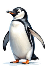 Fototapeta premium Beautiful drawing and illustration of a cool and beautiful and cute penguin
