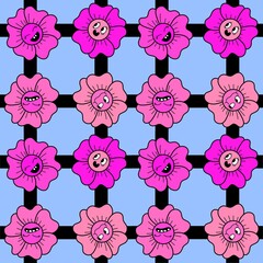 Cartoon flower seamless pattern for wrapping paper and fabrics and linens and kids clothes print