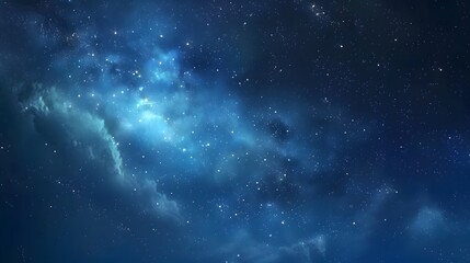 Fototapeta premium Abstract Blue Night Sky with Stars and Nebula