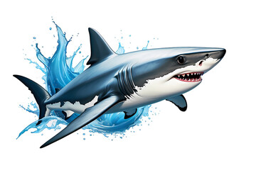 Beautiful painting and illustration of a cool and beautiful and funny shark