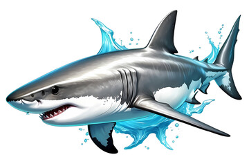 Fototapeta premium Beautiful painting and illustration of a cool and beautiful and funny shark