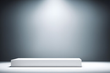 Obraz premium Empty product display podium modern lighting minimalistic scene mockup grey blank glass white advertisement