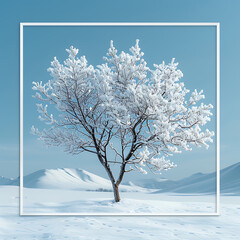 Snowy Landscape with Empty Canvas