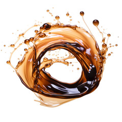 Round shaped soy sauce splashes isolated on transparent background, png, cut out.