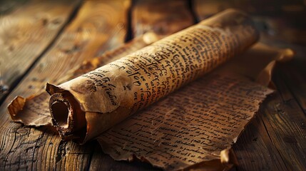 An ancient scroll with a prophecy written in a forgotten language,