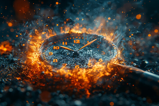 Busy Businessman with Exploding Alarm Clock