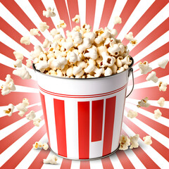 red and white striped bucket of popcorn