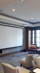Projector screen in the middle of a room