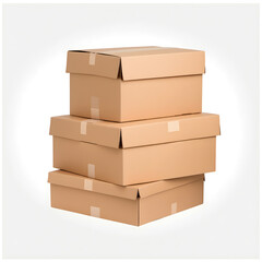 stack of cardboard boxes on a white background