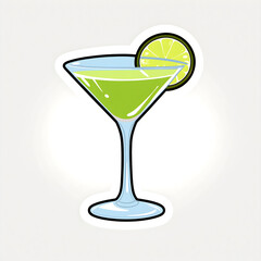 vector style cocktail martini with a lime on a white background
