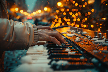 A musician improvising melodies, letting inspiration guide the flow of music. Concept of improvisational creativity and musical expression. Generative Ai. - Powered by Adobe