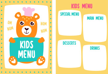 Bear Kids Menu Pattern