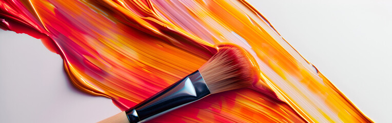 Paint brushes on a white background in red paint watercolor brushes in paint   painting skill  paint artistry 
