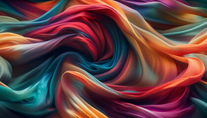 Obraz premium silky fabric floating in a mix of various colors, long exposure technique, bright tones, motion blur 