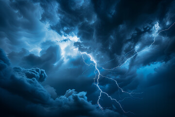 Dramatyczna burza z piorunami na tle ciemnych chmur
