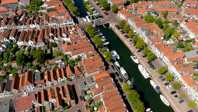 Aerial view of the fortified city of Brielle, South Holland, Netherlands.