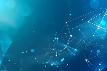 Obraz premium Abstract Network Connection Banner with Polygonal Wireframe in Blue