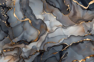 Abstract Alcohol Ink Background with Gray and Brown Marble Texture