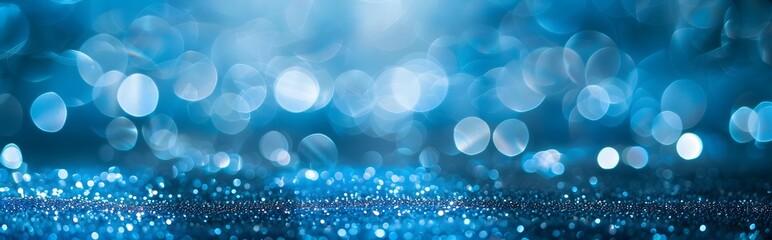 Abstract Blue Bokeh Lights and Glitter Background