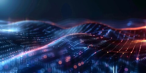  Digital background perfect for tech processes, neural networks, artificial intelligence, data transfer and encryption, digital archives, sound and graphic presentations, science, education