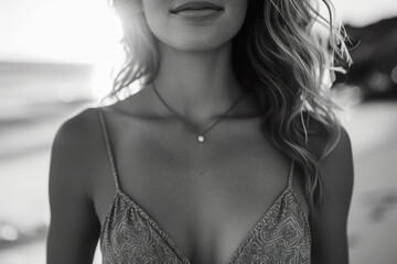 Elegant black and white portrait of model