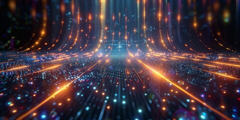 Bits of data in high speed transfer background 