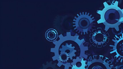 Abstract Background with Blue Gears and Cogs